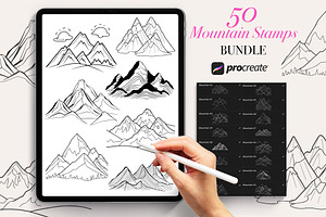 50 Mountain Procreate Stamps