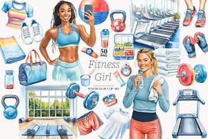 Fitness Girl Clipart Collection, a Sport Illustration by GlamArtZhanna