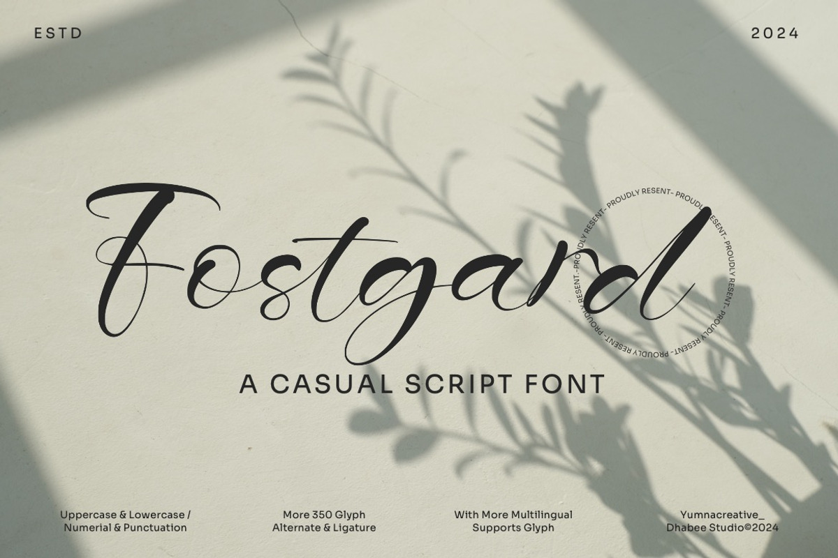 Fostgard - Casual Script Font, a Script Font by Dhabee (Photo 1 of 15)