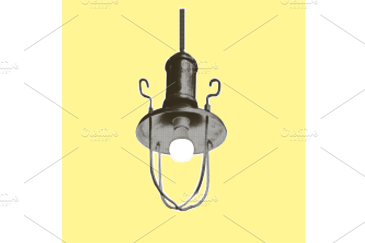 Retro lamp. Vintage bulb equipment, an Illustration by Zimages