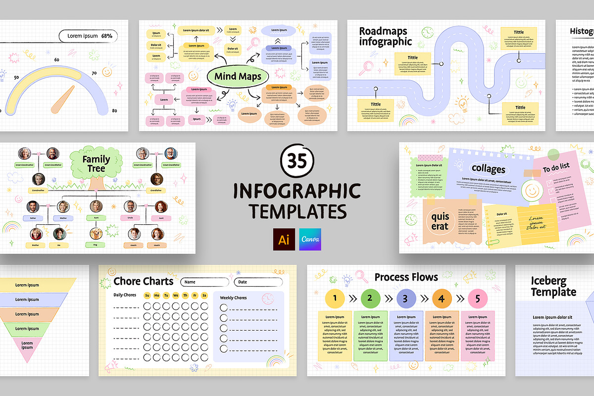 Cute Infographic Templates Set, a Presentation Template by BrandPacks (Photo 1 of 6)