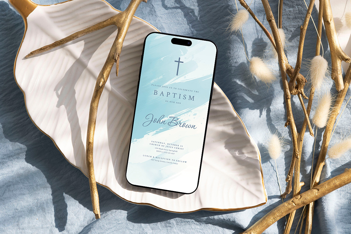 Grace - Baptism Invitation, an Invitation Template by CinderHeart Designs (Photo 2 of 3)