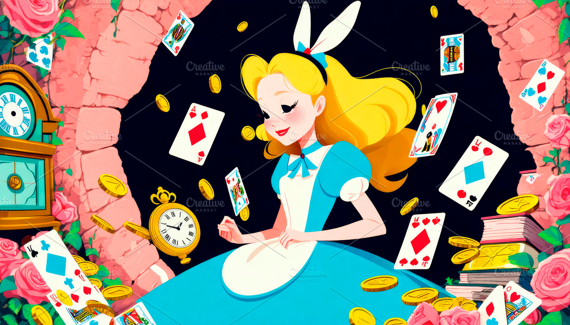 Alice falls down a rabbit hole surro, an Arts & Entertainment Photo by TatsianaSalauyova