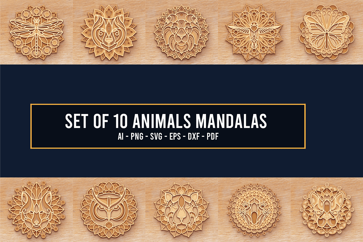 10 Animal Mandalas Set - Laser cut, an Object Graphic by Arshad Ali (Photo 2 of 22)
