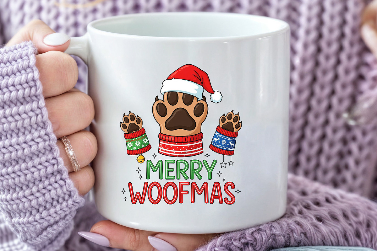 Merry Woofmas Dog Paws Sublimation, an Illustration by Black Bird Studio (Photo 3 of 4)