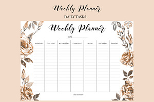 Floral Daily & Weekly Planner