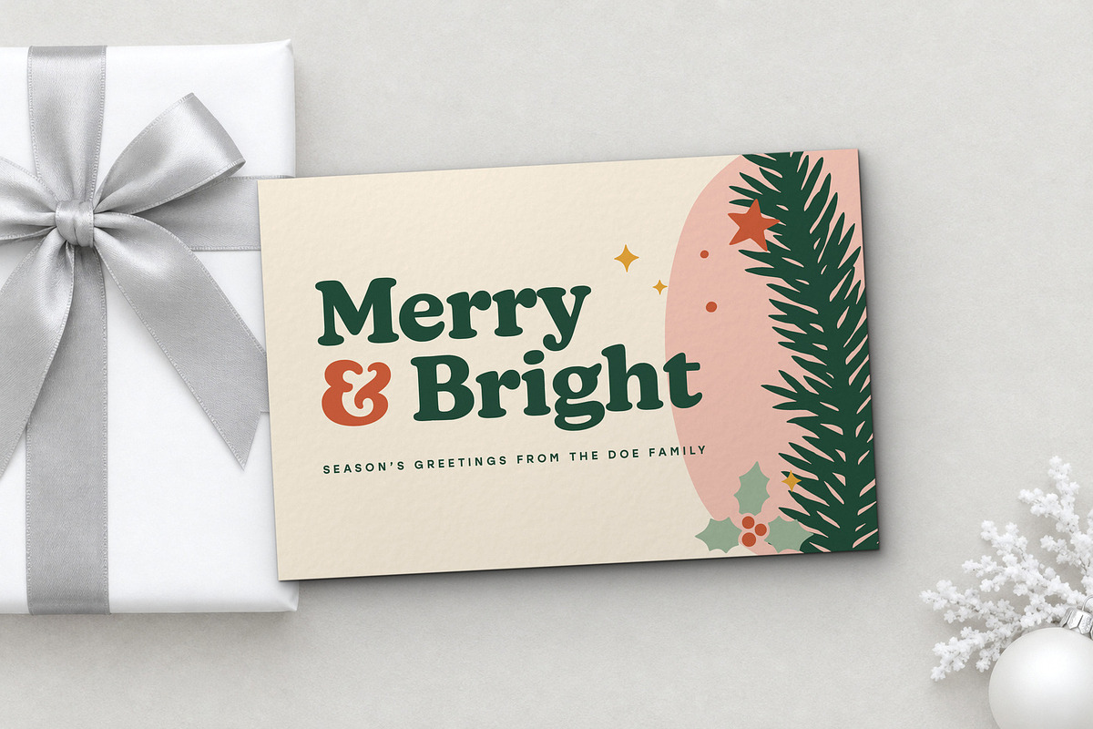 Retro Christmas Postcard Template, a Card Template by BrandPacks (Photo 3 of 6)