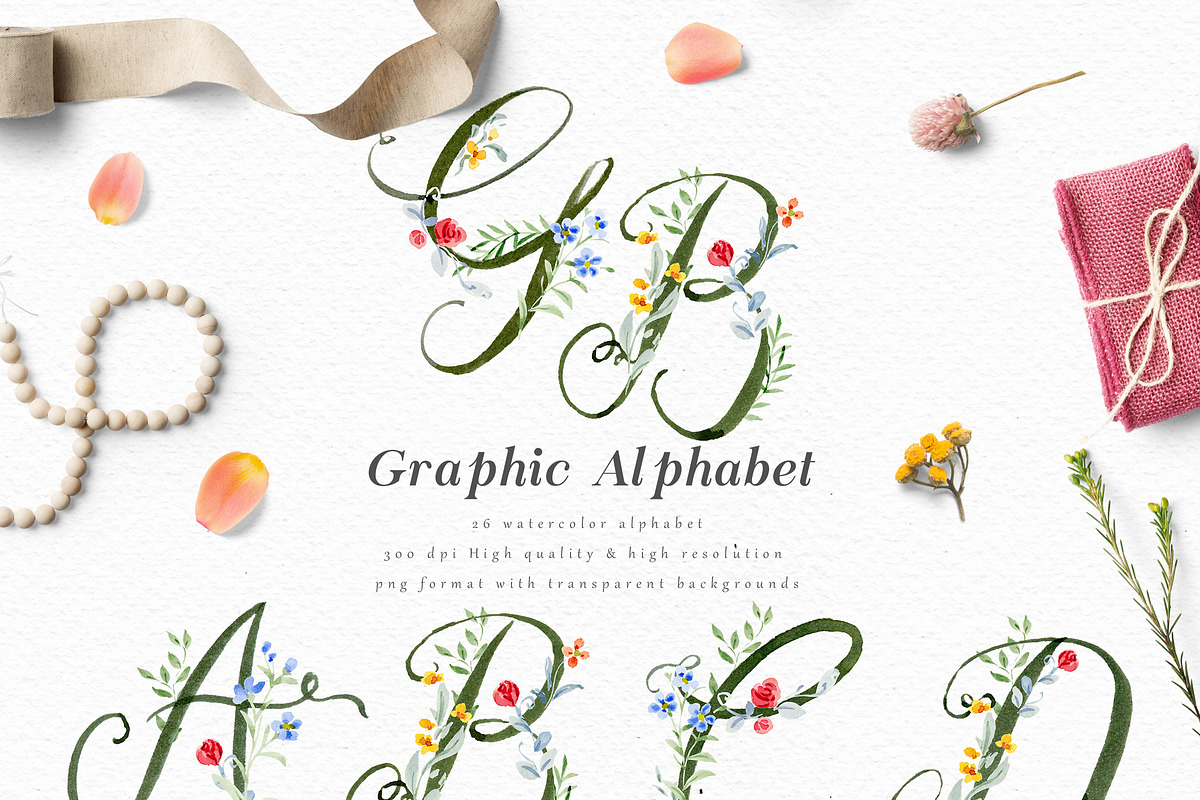 Watercolor Flower Crest DIY, a Decorative Illustration by Graphic Box (Photo 5 of 13)
