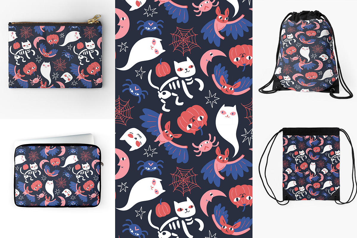 Cat Halloween seamless patterns, a Pattern Graphic by Alenkakarabanova (Photo 3 of 4)