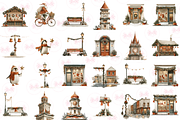 Christmas Village Clipart, a Graphic by Markicha Art (Thumbnail 4 of 5)