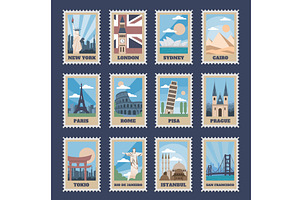 Travel Postage Stamps. Vintage Stamp