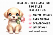 Valentine Puppy With Rose Clipart PN, an Illustration by Libby Wishes (Thumbnail 6 of 6)