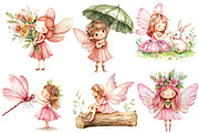 Pink Woodland Fairy Clipart, an Illustration by Designworld (Thumbnail 2 of 5)