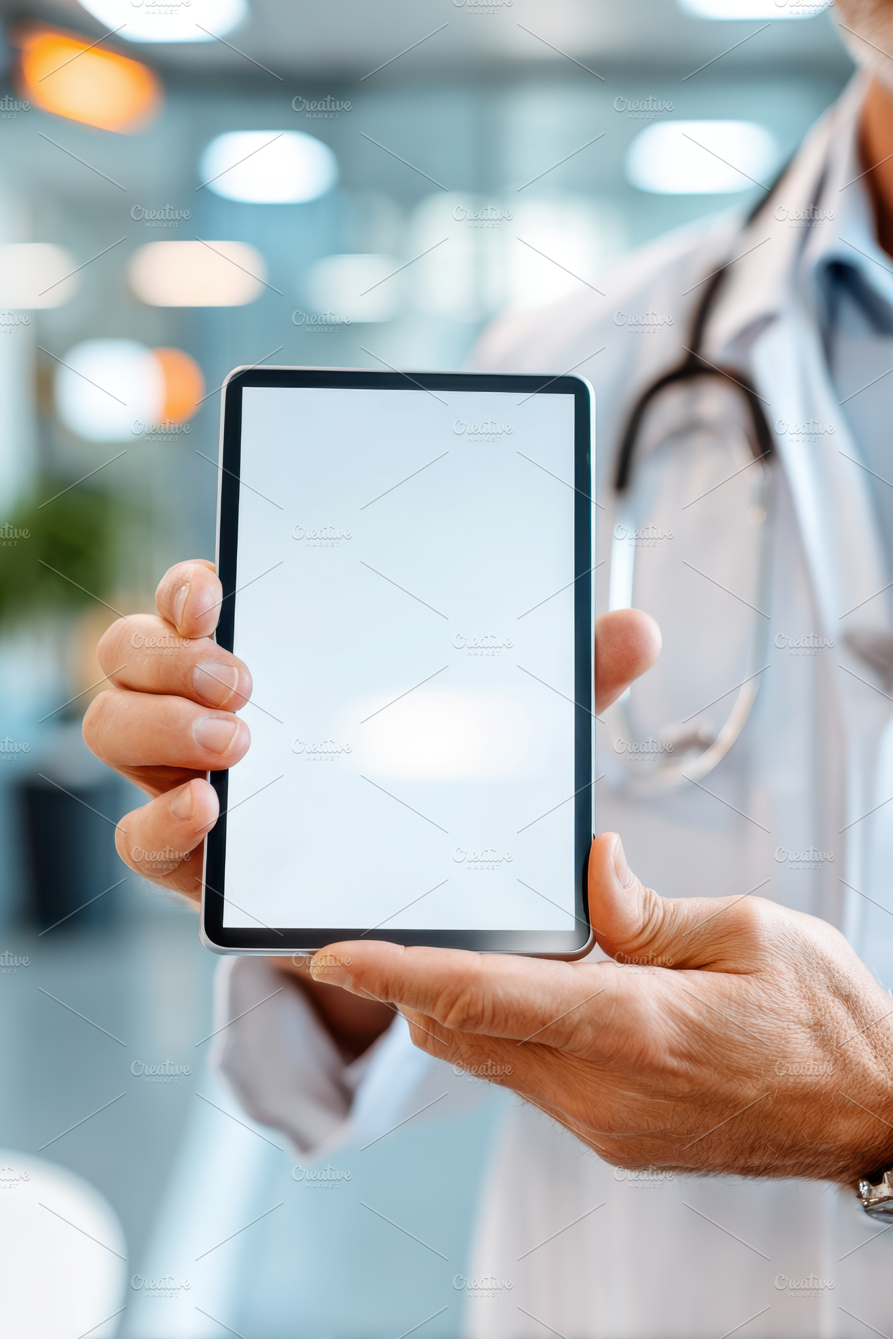 Healthcare professional with tablet in modern clinic, a Health & Medical Photo by AlyaAnd