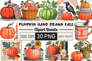 Pumpkin Hand Drawn Fall, an Illustration by Black Bird Studio