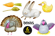 Watercolor Farm Animals Bundle, an Animal Illustration by Bibela (Thumbnail 9 of 16)