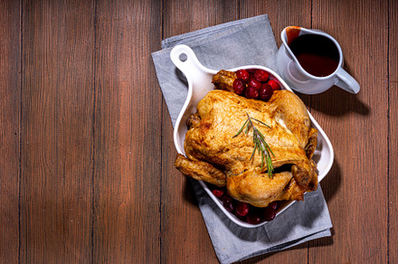 Thanksgiving dinner turkey or chicken, a Food & Drink Photo by Rimma