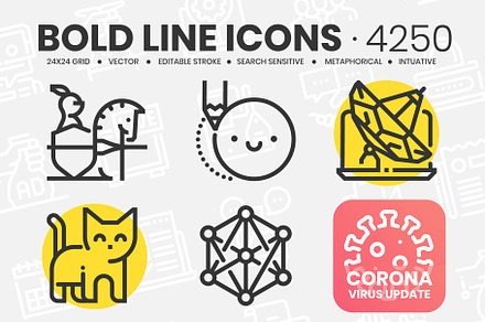 Bold Line Icons, an Outline Icon by Howcolour