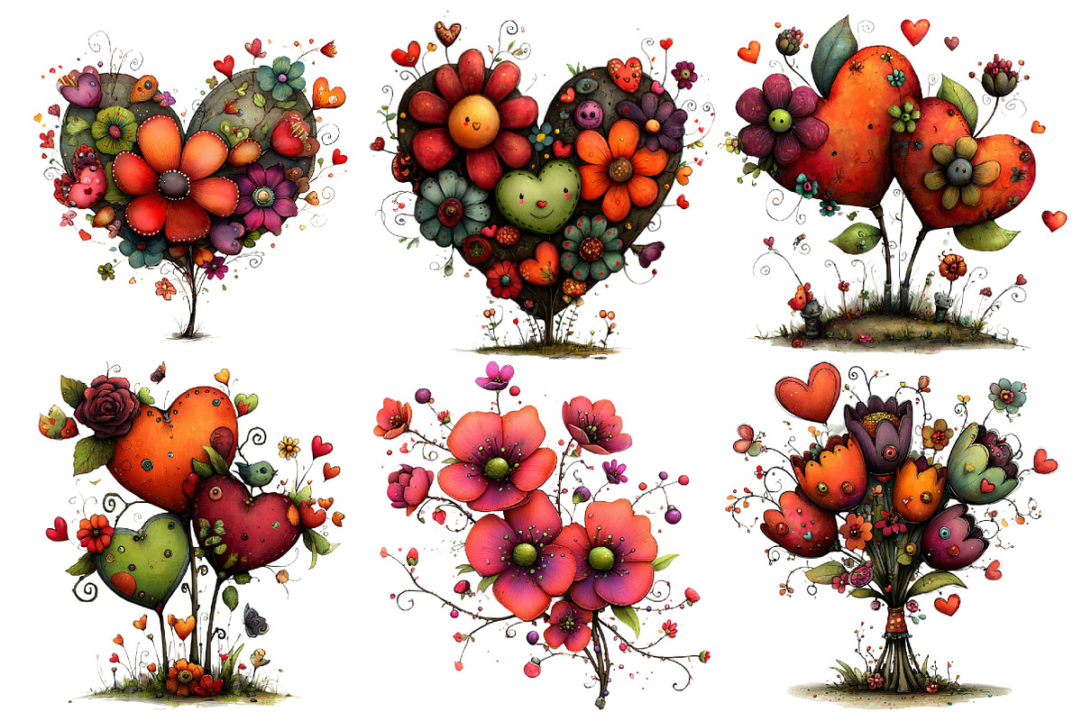 Valentine's Flowers Clipart, an Illustration by Pixels.Craft (Photo 3 of 5)