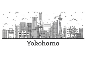 Outline Yokohama Japan City Skyline