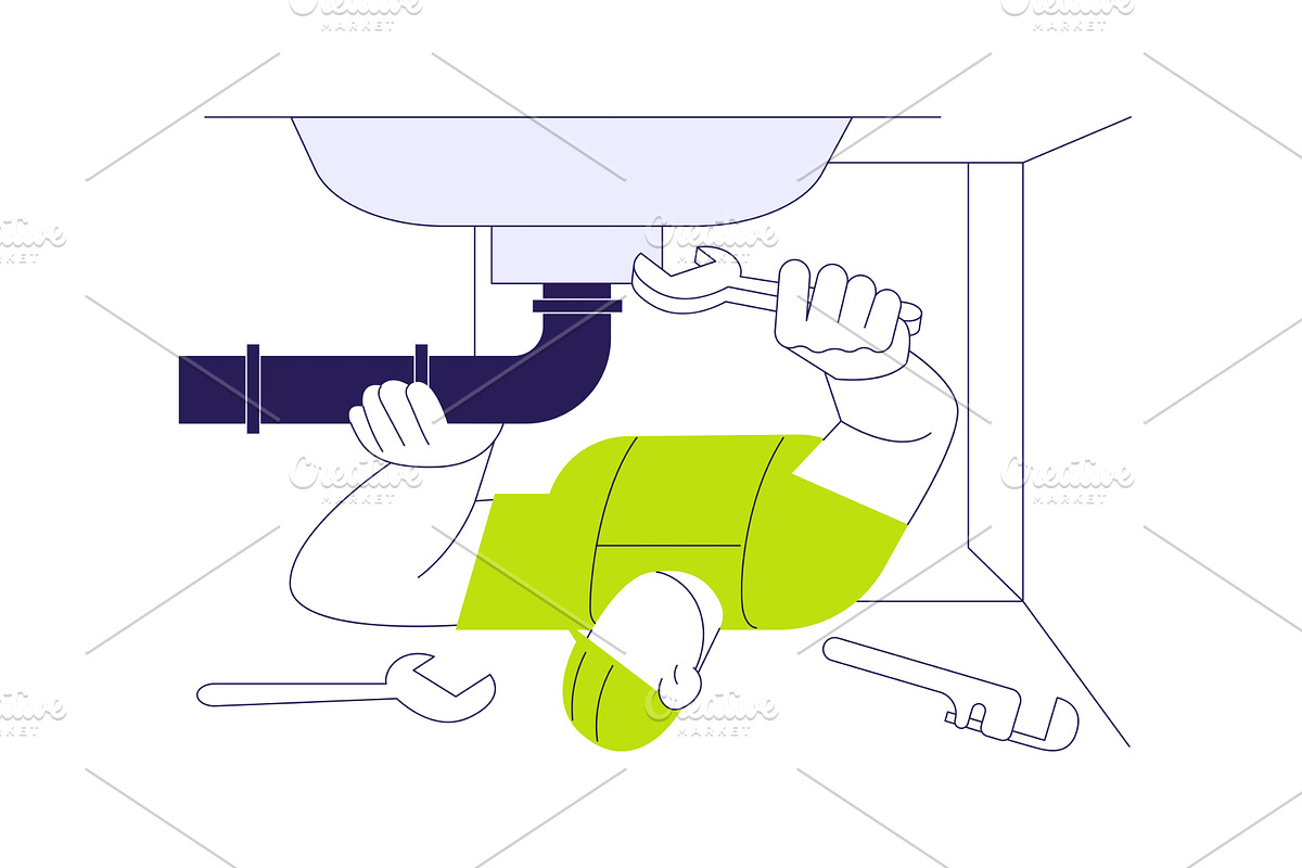 Installing plumbing fixtures, an Object Illustration by Visual Generation