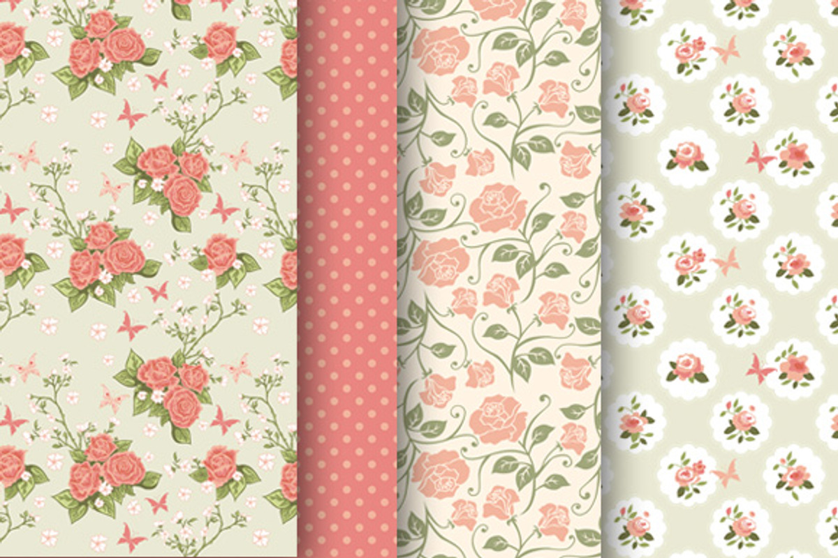 Romantic floral papers. preview 2