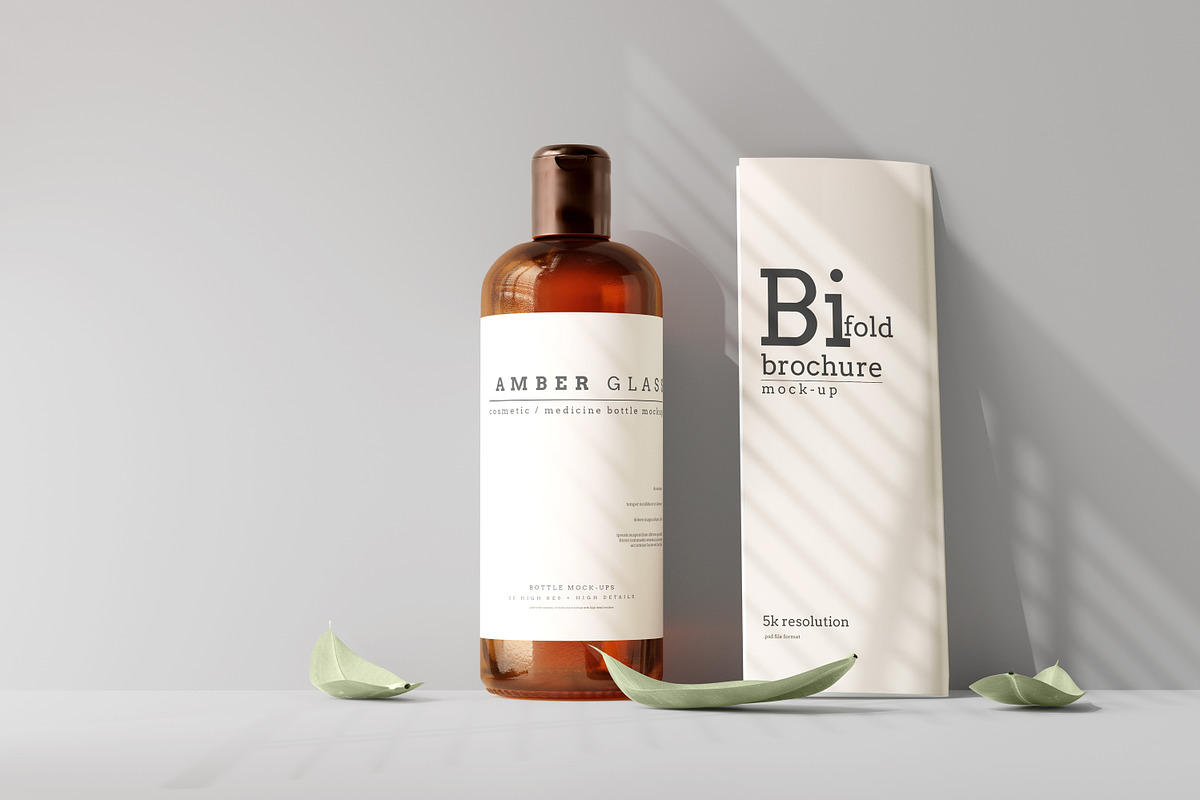 Amber Glass Bottle Mockups, a Cups & Container Mockup by pmvch (Photo 6 of 10)