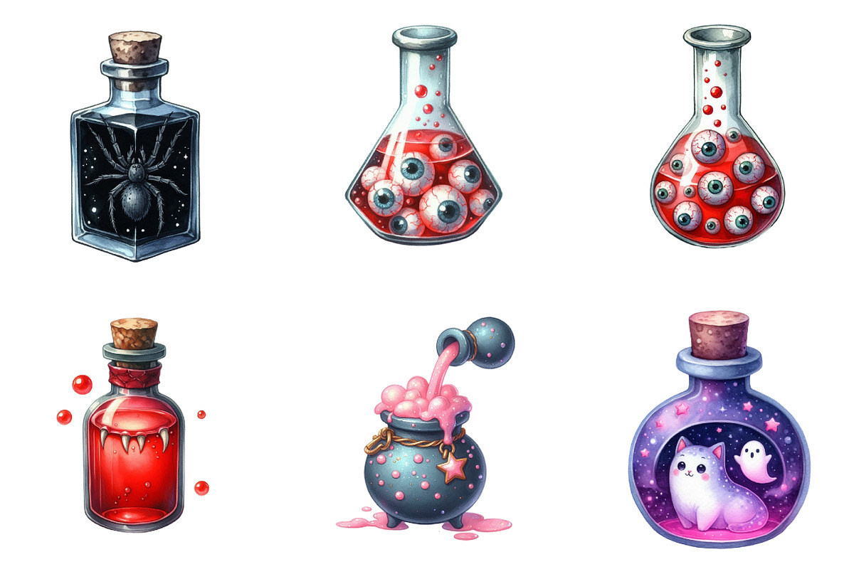 Halloween Potion Bottle Clipart Set, an Illustration by DreamArtGraphic (Photo 2 of 5)