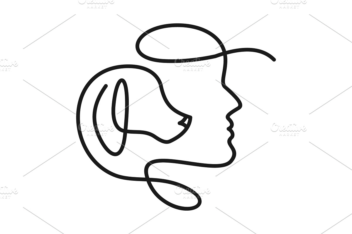 Continuous Line Drawing Of Face Man, a Branding & Logo Template by yanuart