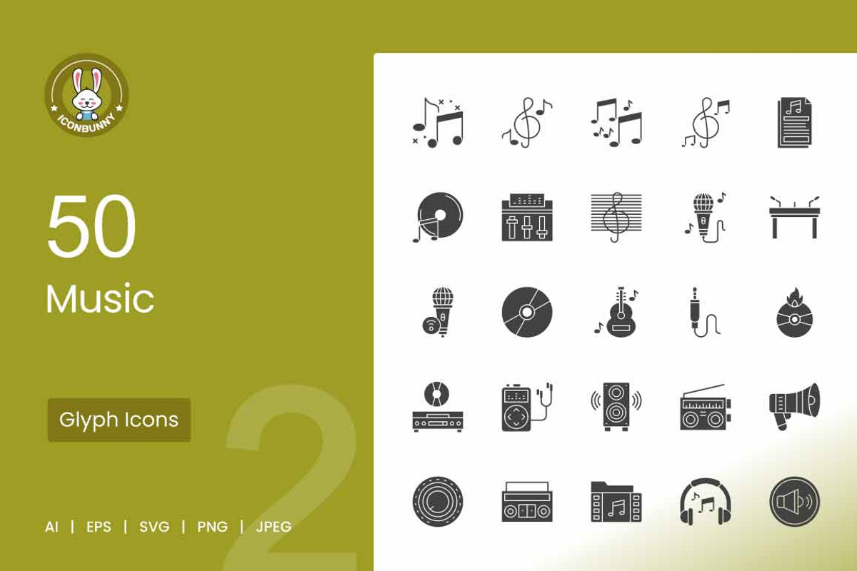 Music Glyph Icons, an Icon by IconBunny (Photo 1 of 2)