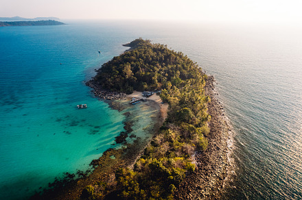 Island and blue water in tropical summer, a Nature Photo by Art Rachen
