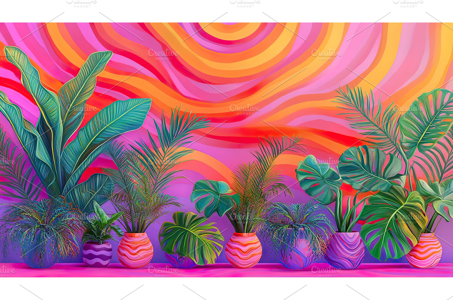 Assorted Houseplants in Striped, an Abstract Photo by Lermont51