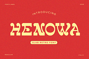 Henowa - Slab Retro Font, a Sans Serif Font by Font Liner (Thumbnail 1 of 12)
