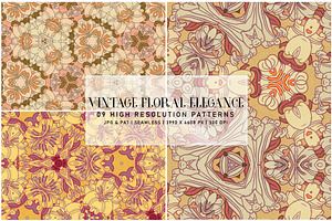 Vintage Floral Elegance, a Pattern Graphic by Digital Art Creations