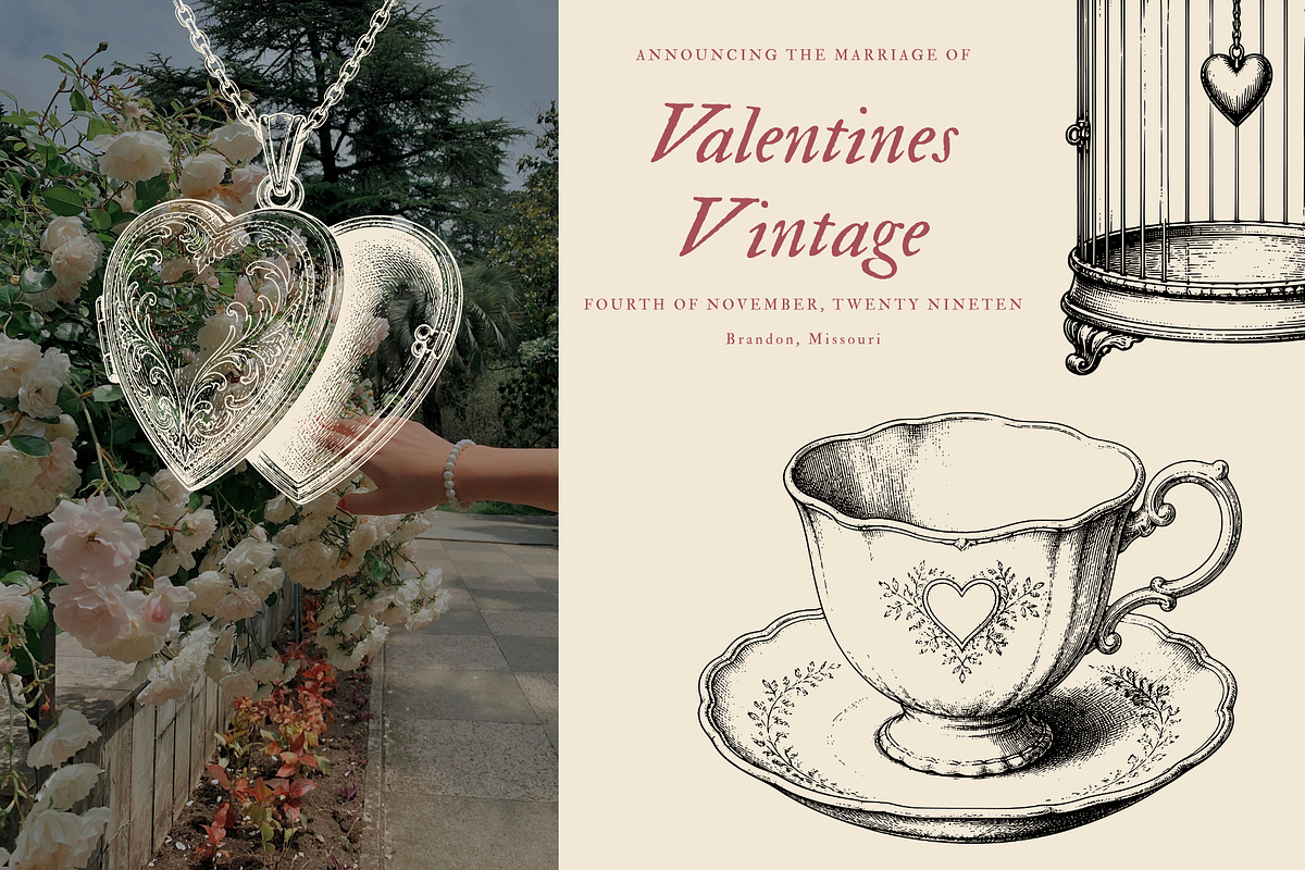 Valentines vintage Love Doodles, an Object Graphic by digital.incubator.yum (Photo 1 of 3)