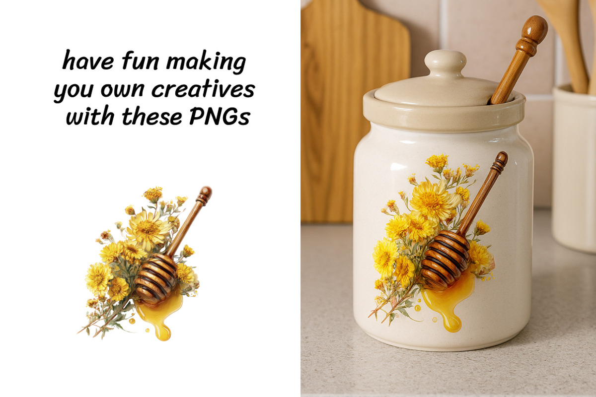 Honey pot & Honey Clipart, a Food Illustration by InkyQueenArt (Photo 2 of 5)