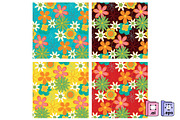 Retro Colorful Flower Pattern Set, a Pattern Graphic by MISS CHATZ (Thumbnail 2 of 3)
