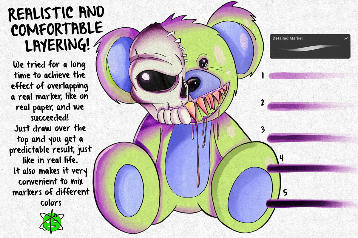 31 Procreate Marker Brushes, a Brush Add-On by Nuclear Brushes (Photo 5 of 8)