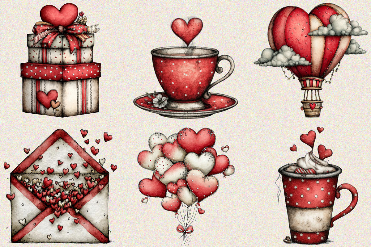 Whimsical Valentines Day Clipart Bu, an Illustration by SVGArt (Photo 2 of 8)