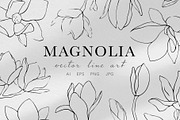 Vector Line Art Flowers Magnolia, a Decorative Illustration by MilanaDesignShop (Thumbnail 1 of 4)