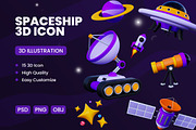 Spaceship Astronaut 3D Icon Pack #1, an Object 3D Model by deviapuspitasari2 (Thumbnail 1 of 2)