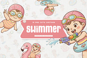 Cheerful Swimmer Kid Cute Character, a Sport Illustration by Gohsantosa (Thumbnail 1 of 4)