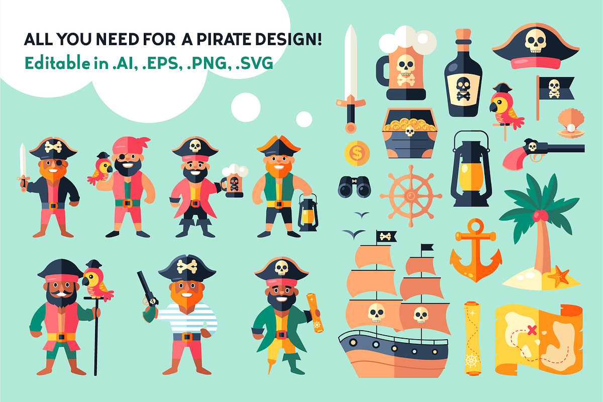 Pirate Adventure Design Kit, a Person Illustration by Lettering_Logo (Photo 2 of 6)