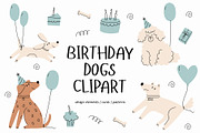 Birthday Dogs Clipart, a Decorative Illustration by Barkova Nadya (Thumbnail 1 of 10)