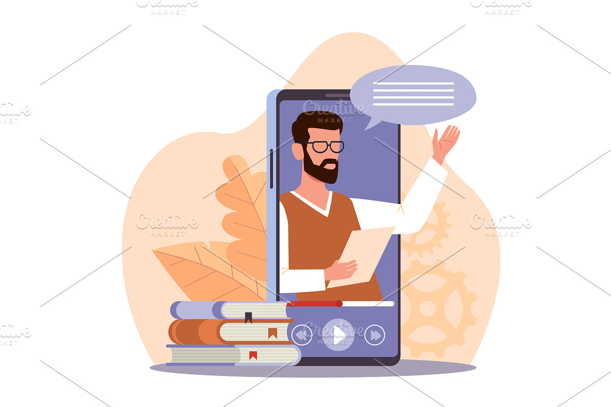 Tutorials. Online lectures and, an Education Illustration by YummyBuum