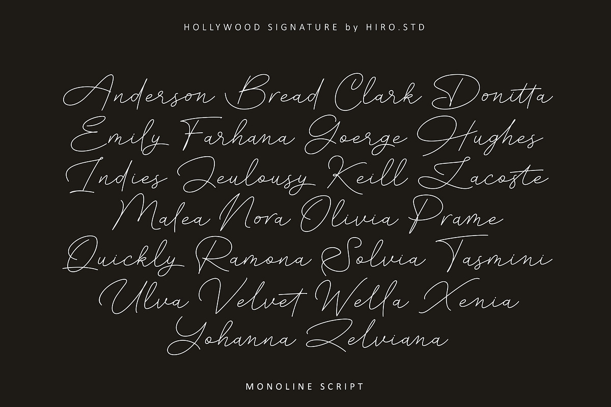 Hollywood Signature Monoline Font, a Handwritten Font by HIRO.std (Photo 10 of 11)
