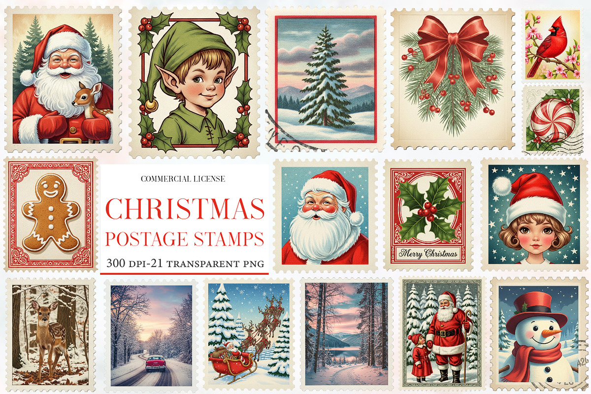 Christmas Postage Stamps, an Illustration by Designworld (Photo 1 of 5)
