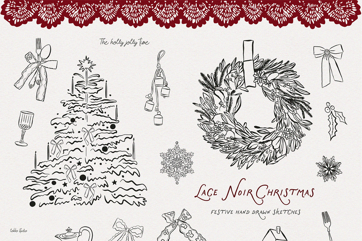 Lace Noir Christmas Collection, a Seasonal Illustration by lokko studio (Photo 5 of 13)