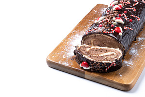 Christmas chocolate yule log cake