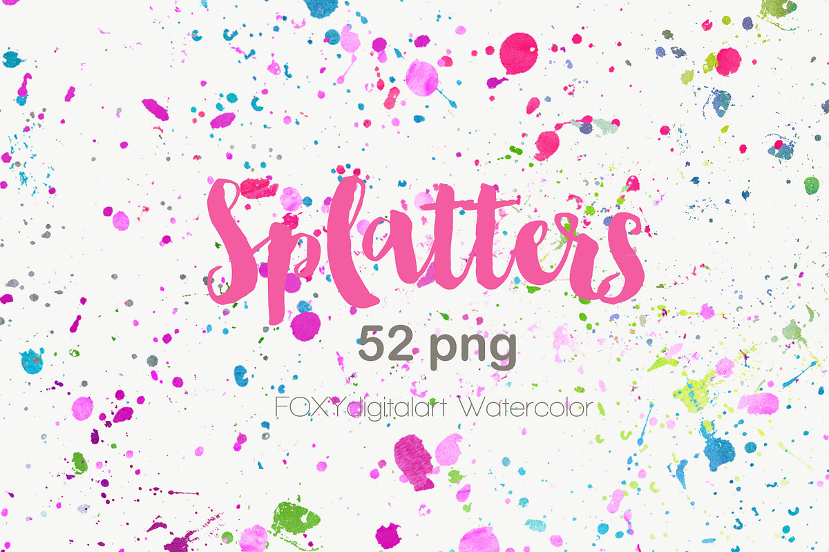 Watercolor paint brush splatters ink, a Texture Graphic by FOXYdigitalart (Photo 4 of 9)